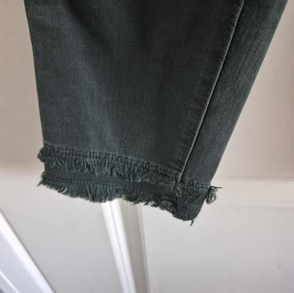 Loft Dark Forest Green Fringe Skinny Ankle Denim Jeans - Picture 2 of 5